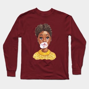 Afro-Amrican girl with chewing gum Long Sleeve T-Shirt